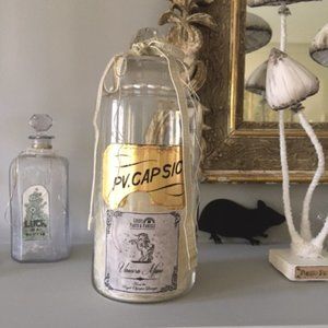 Antique Halloween apothecary glass bottle